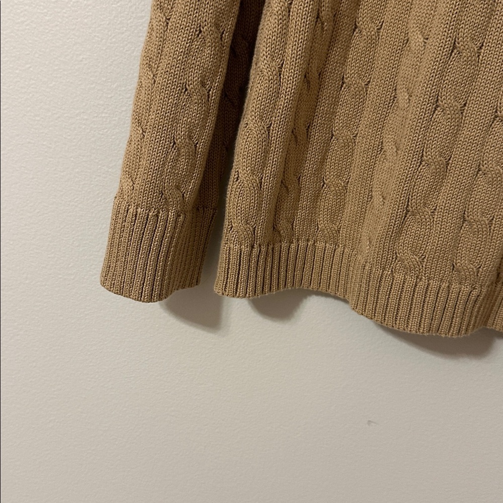 Lauren Ralph Lauren Womens Tan Cable Knit Boatneck Cotton Sweater Size XL Preppy - Picture 5 of 7